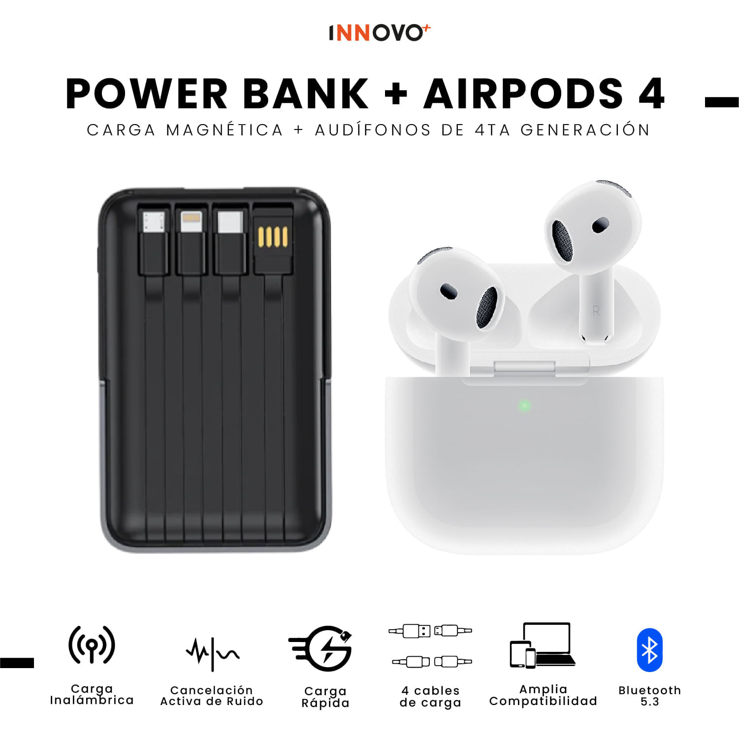 Powerbank Para Iphone Mag Safe 22.5W Carga Rapida + Audífonos Air Pod Tercera img #8