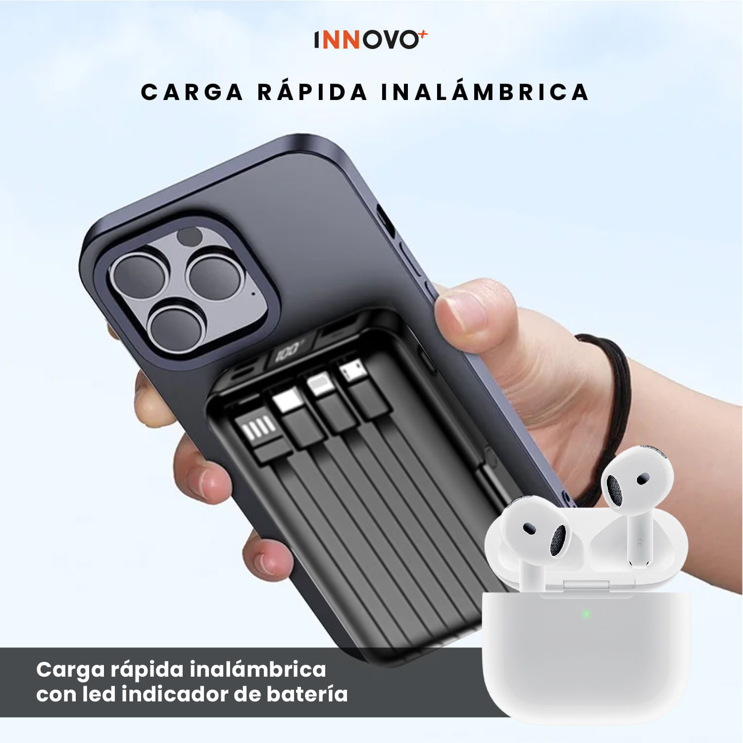 Powerbank Para Iphone Mag Safe 22.5W Carga Rapida + Audífonos Air Pod Tercera img #7