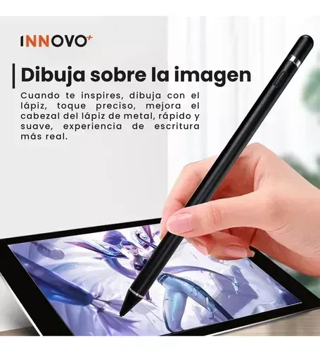Lápiz Óptico Stylus Pencil Recargable Para Tablet Celulares Hasta 15 Hr Black img #2