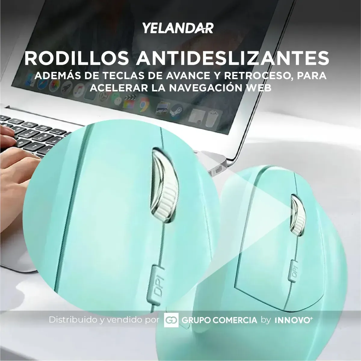 Mouse Ergonómico Yelandar Pro Verde Recargable Y Silencioso Verde img #7