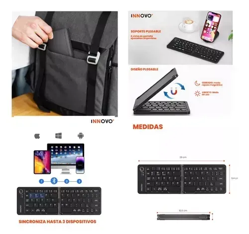 Soporte Laptop Aluminio Ergonómic Teclado Bluetooth Plegable img #4