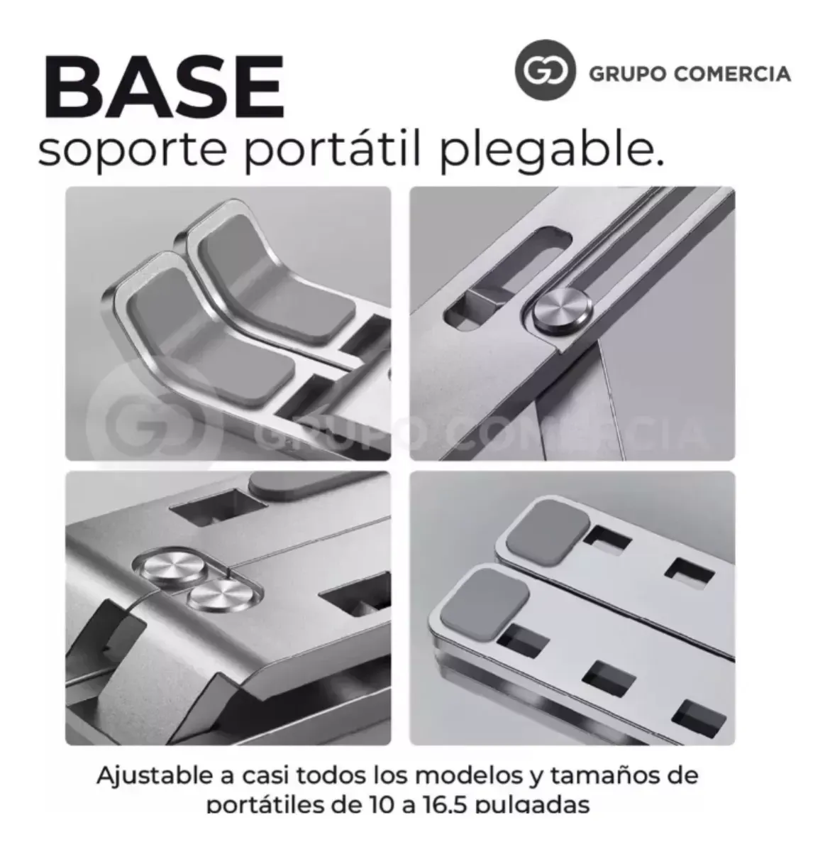 Soporte Laptop Aluminio Ergonómic Teclado Bluetooth Plegable img #2