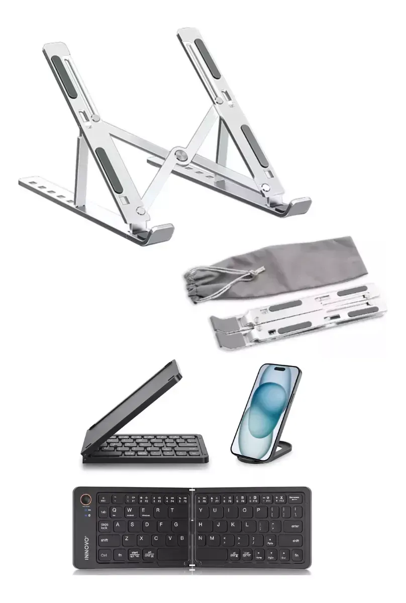 Soporte Laptop Aluminio Ergonómic Teclado Bluetooth Plegable img #1