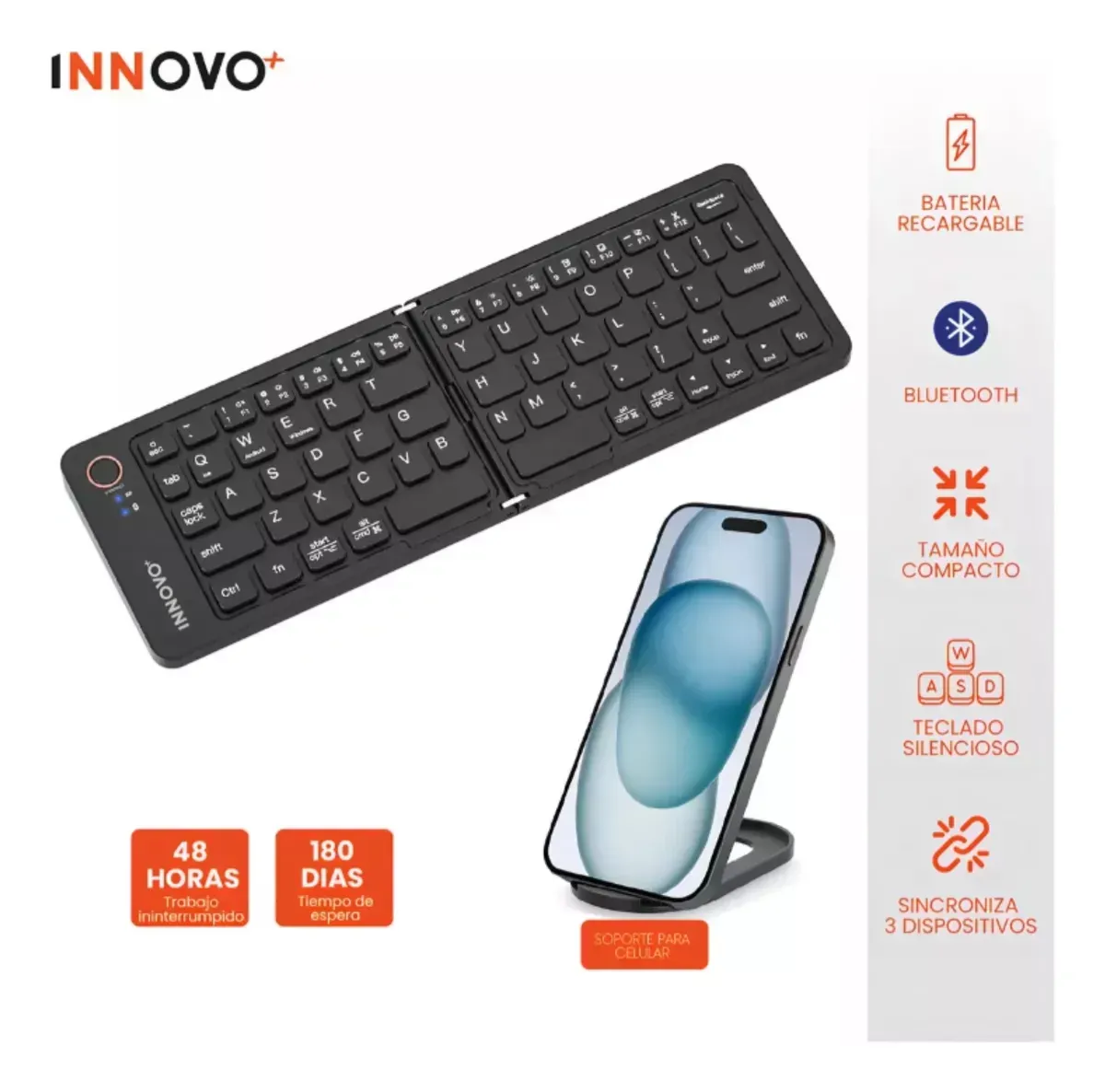 Soporte Laptop Aluminio Ergonómic Teclado Bluetooth Plegable img #3