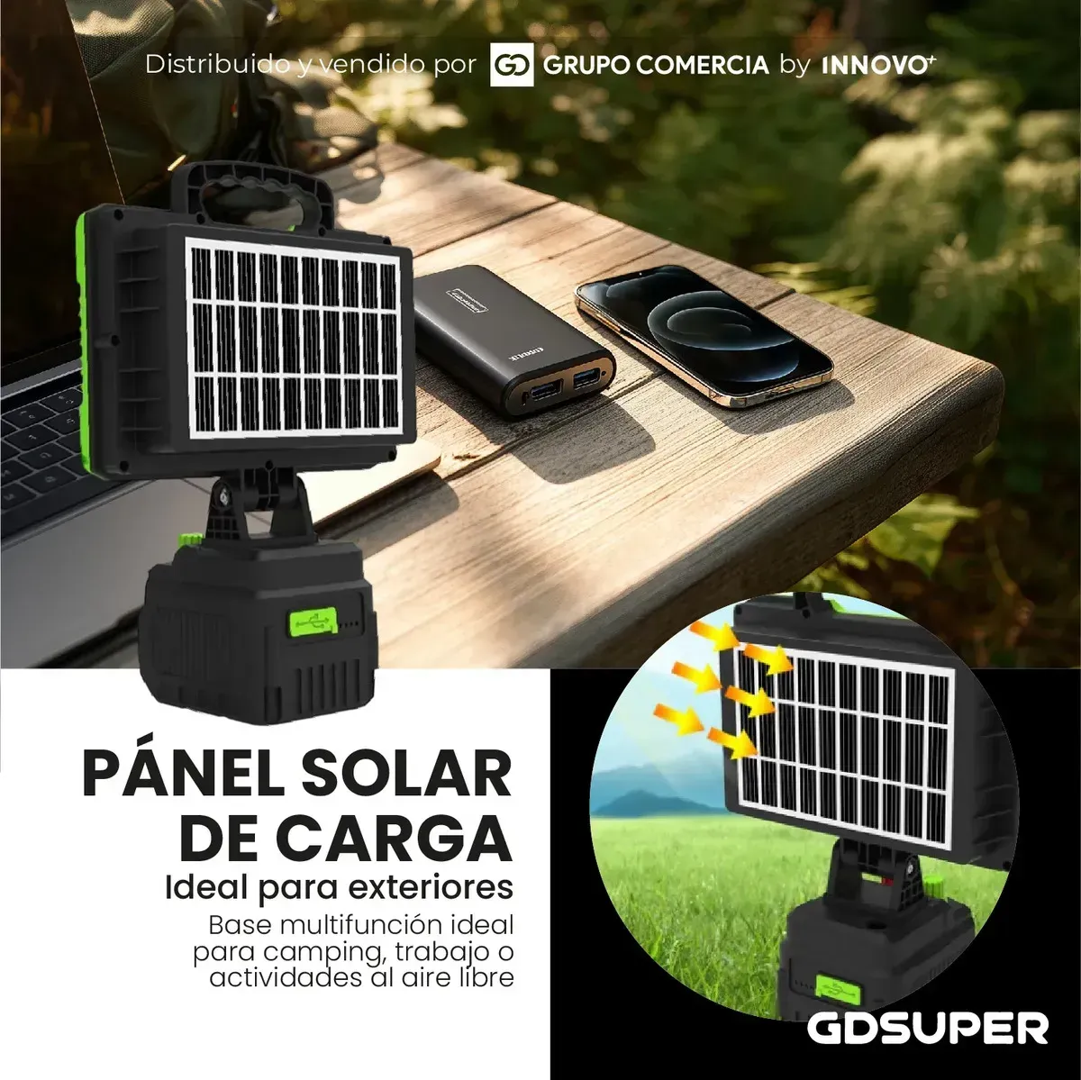 Linterna Reflector Interior Exterior Solar Led 350w Power Bank 14000mah Y Usb-c Led img #2