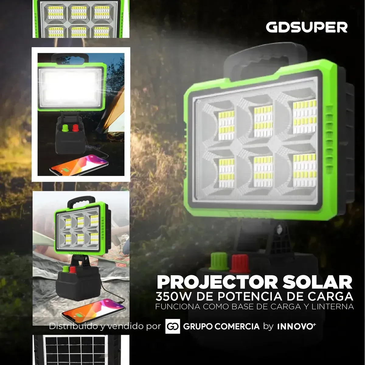 Linterna Reflector Interior Exterior Solar Led 350w Power Bank 14000mah Y Usb-c Led img #5