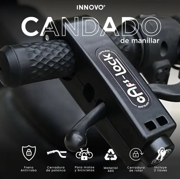 Candado Antirrobo Para Moto Y Bicicleta Manillar Abs Con Llaves Seguridad img #2