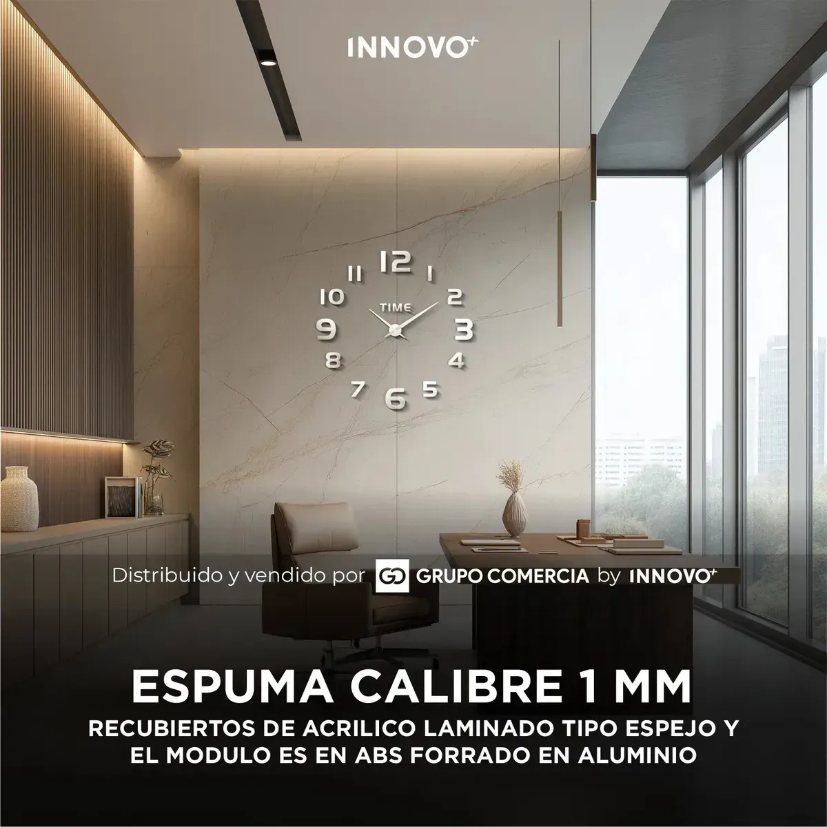 Reloj De Pared 3d Moderno Minimalista Xl Ajustable Plateado Plateado img #5