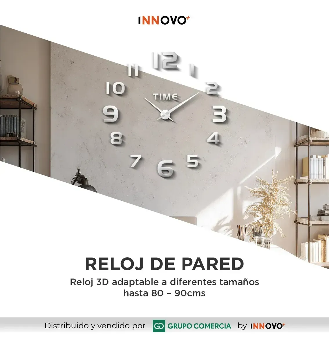 Reloj De Pared 3d Moderno Minimalista Xl Ajustable Plateado Plateado img #3