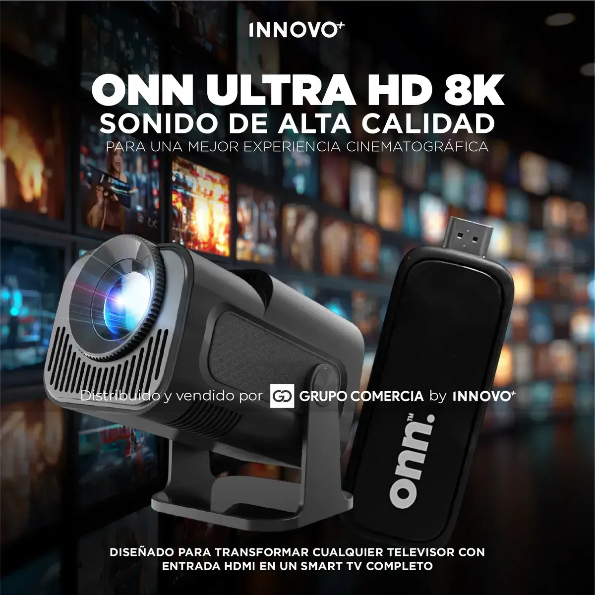 Proyector Android Cine En Casa Hy 320 Con Onn Watch Stick 8k Xuper Incluido Negro 110v Negro 110v img #4
