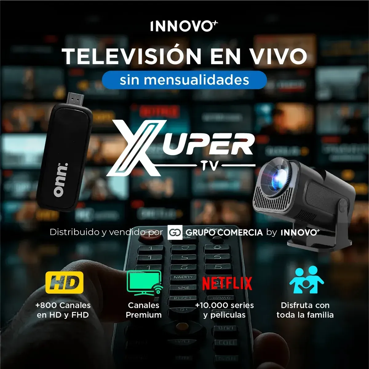 Proyector Android Cine En Casa Hy 320 Con Onn Watch Stick 8k Xuper Incluido Negro 110v Negro 110v img #3