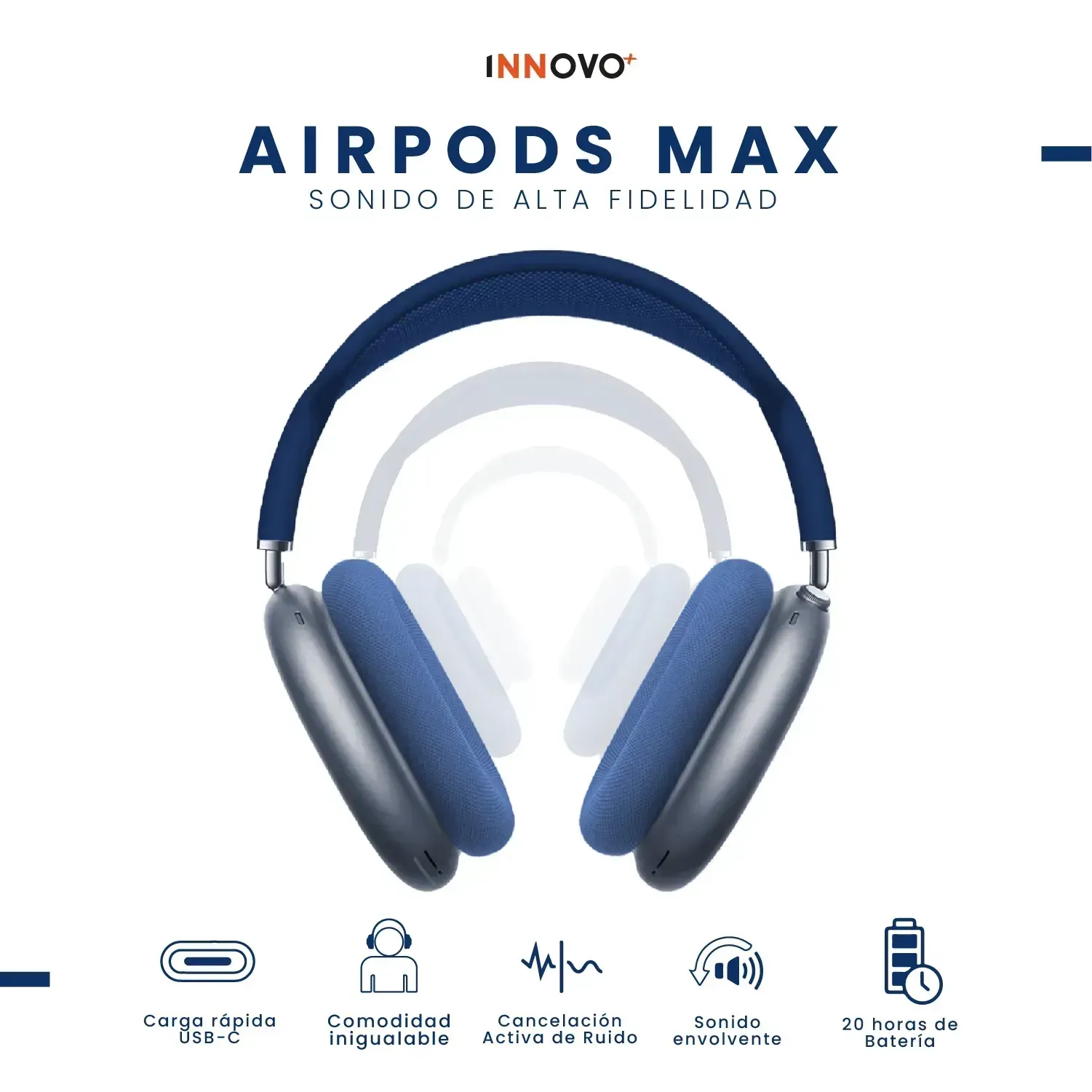Audífonos Pods Max 1.1Magnetica Full Sonido Bluetooth Estuche Azul img #4