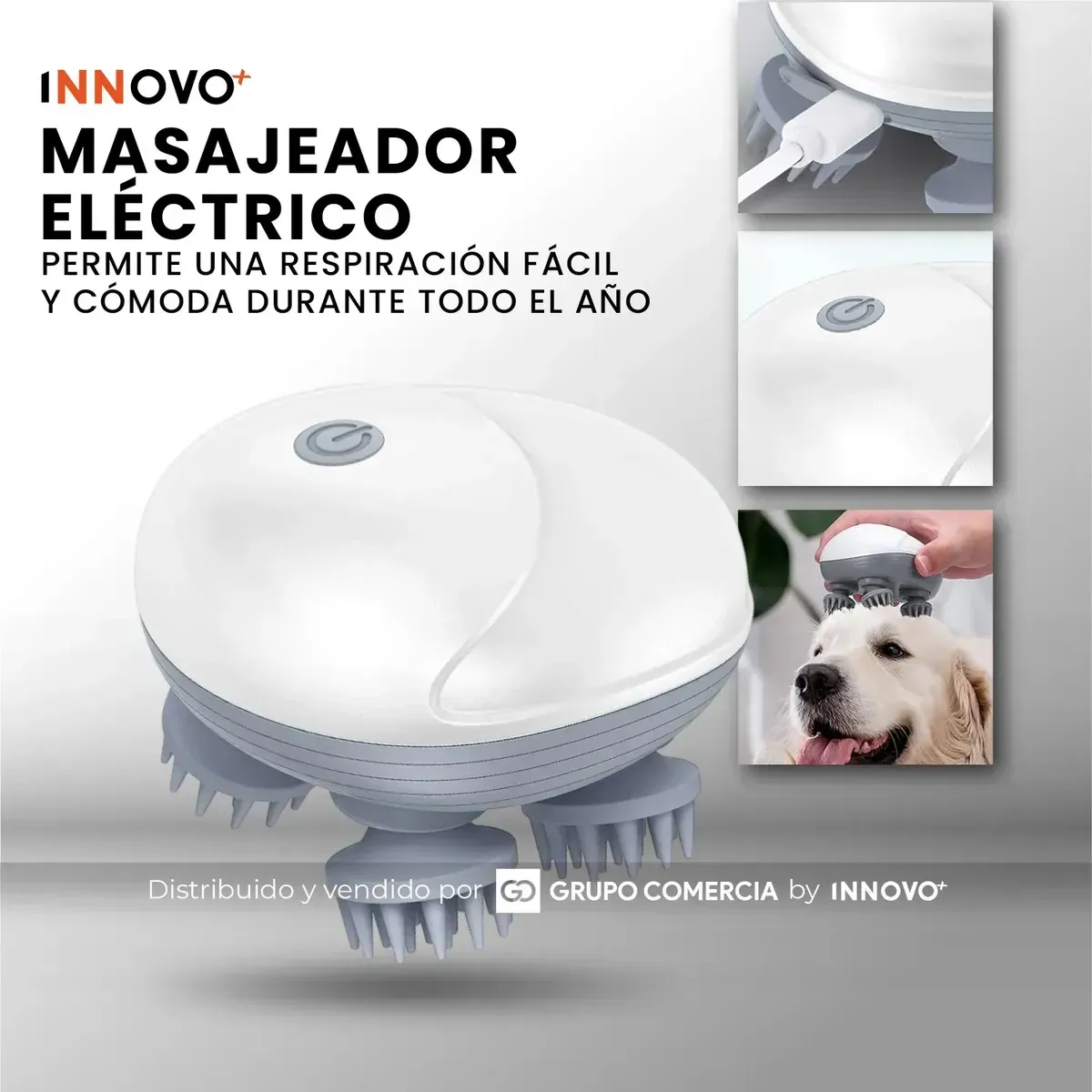 Masajeador Relajación Anti Estrés Profunda Recargable 3 Velocidades Blanco 5v 5v Blanco img #2