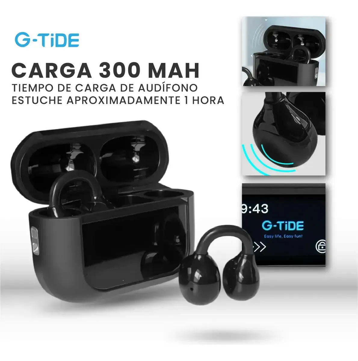 Audífonos G-tide Clip-on Tws: Sonido Espacial E Inalámbrico Con Estuche Smart Display img #3