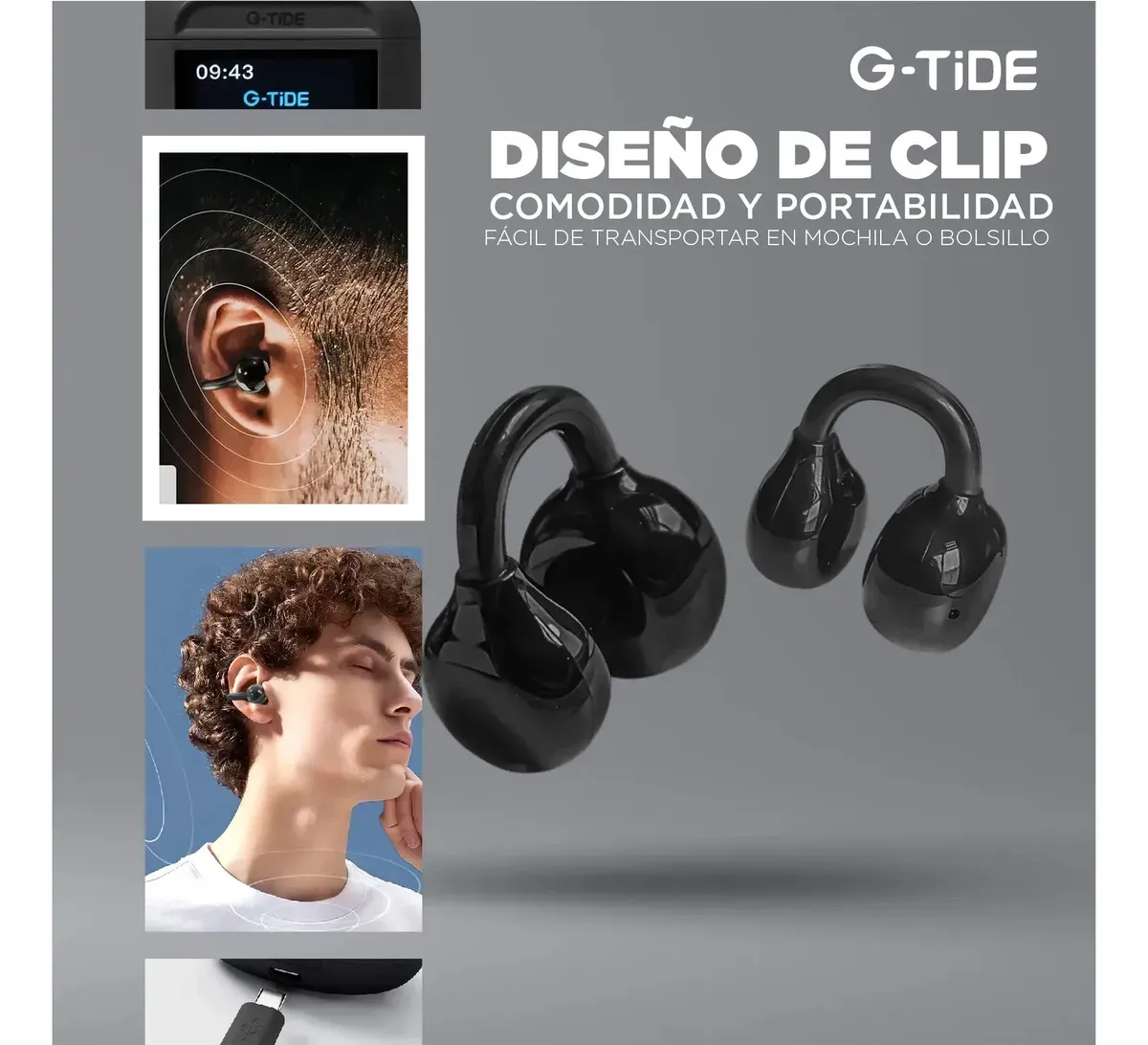 Audífonos G-tide Clip-on Tws: Sonido Espacial E Inalámbrico Con Estuche Smart Display img #7