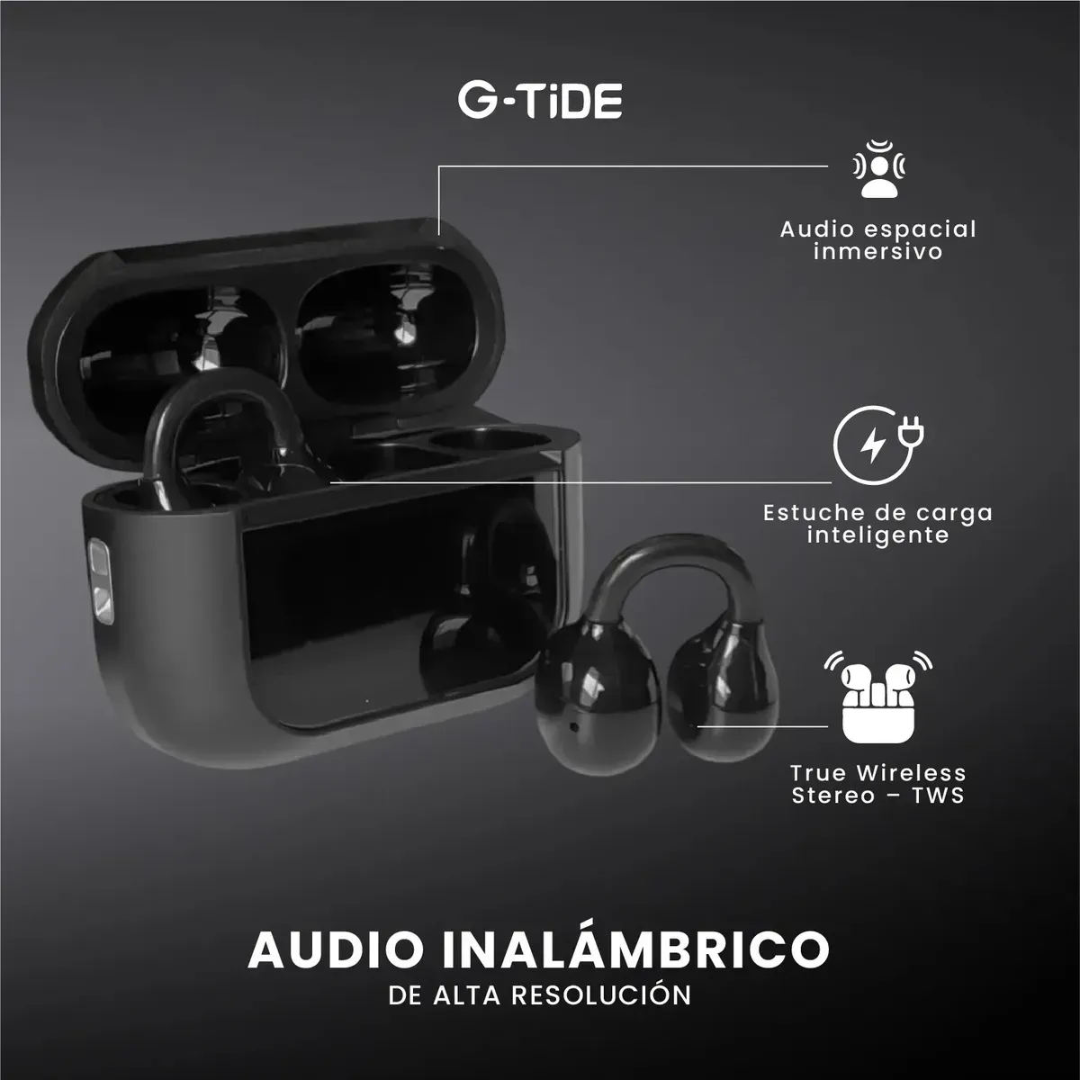 Audífonos G-tide Clip-on Tws: Sonido Espacial E Inalámbrico Con Estuche Smart Display img #5