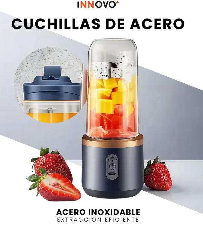 Licuadora Portátil Recargable 300ml Viaje Doble Vaso img #6