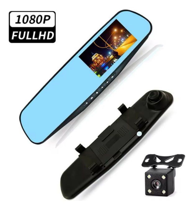 Dvr Espejo Con Camara Seguridad Para Vehículo Con Camara Trasera Full Hd img #2
