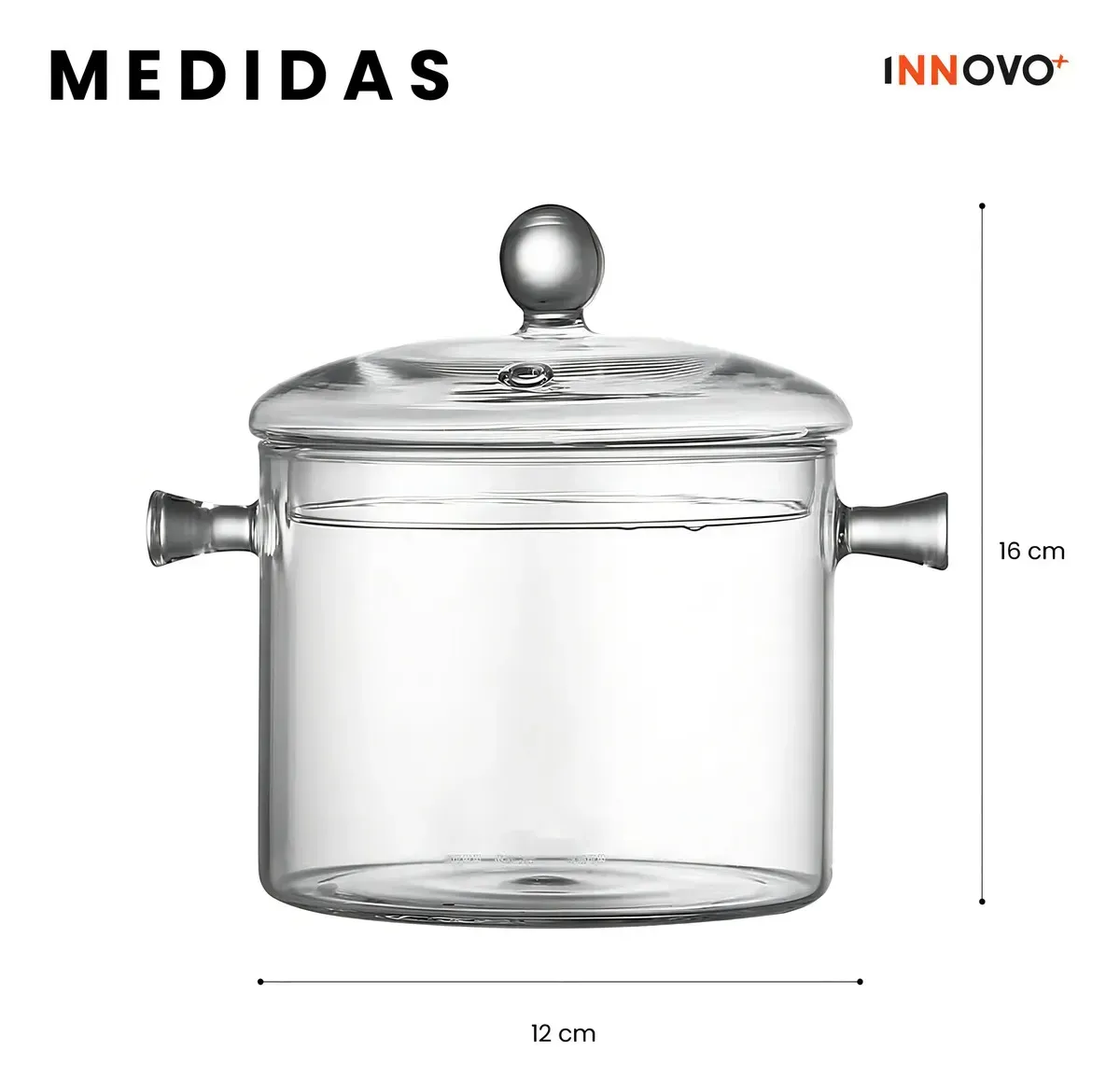 Olla De Vidrio Templado 1500 Ml Transparente Para Altas Temperaturas Inn Home img #2