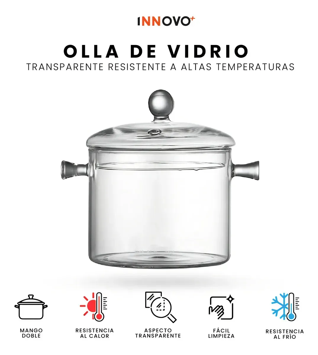 Olla De Vidrio Templado 1500 Ml Transparente Para Altas Temperaturas Inn Home img #3