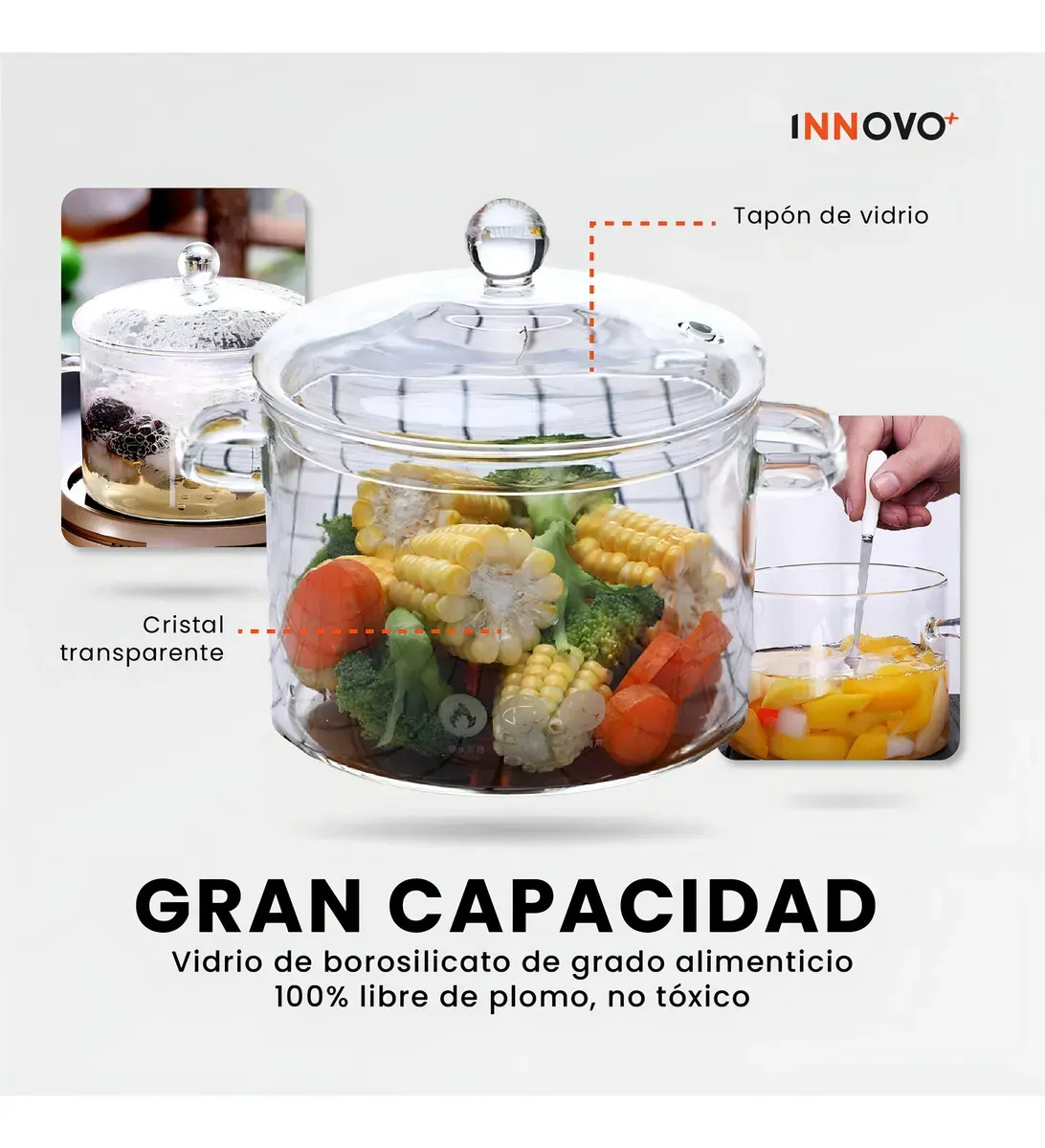 Olla De Vidrio Templado 1500 Ml Transparente Para Altas Temperaturas Inn Home img #6