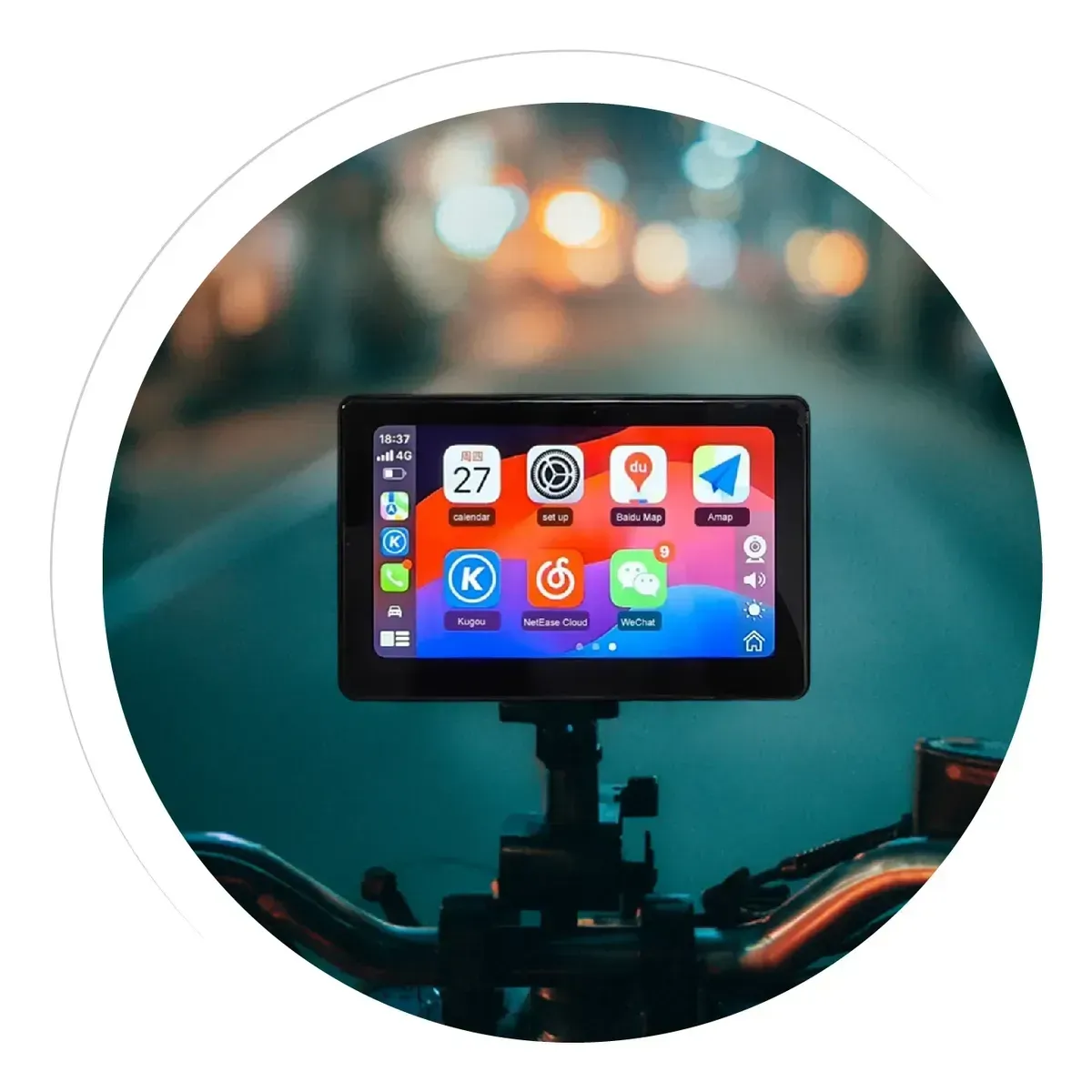 Pantalla Moto Carplay &amp; Android Auto Inalámbrico Universal Negro img #6