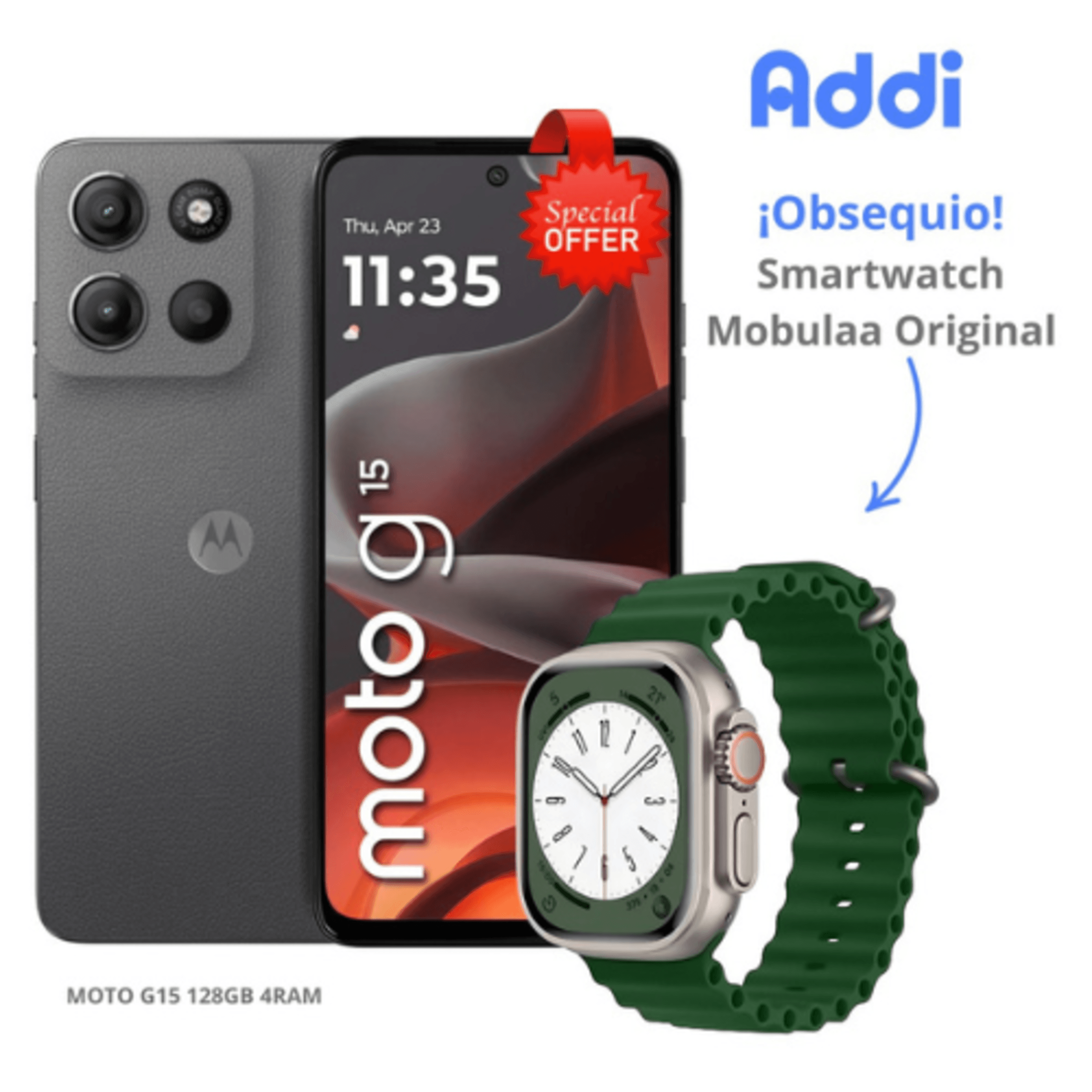 Celular Motorola G15 128GB RAM 4GB Dual SiM +Smartwatch Mobulaa Original img #1