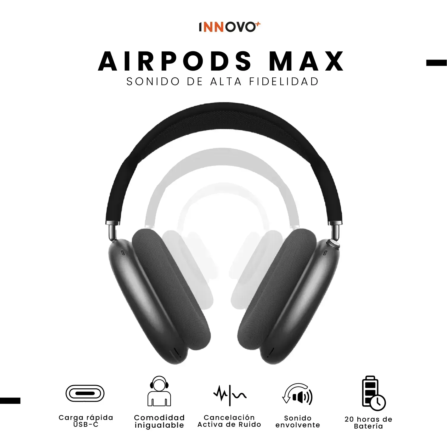Audífonos Pods Max Magnética Full Sonido Bluetooth Estuche img #4