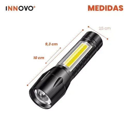 Mini Linterna Bolsillo Tactica Zoom 3 Modos Estuche Ipx67 img #4