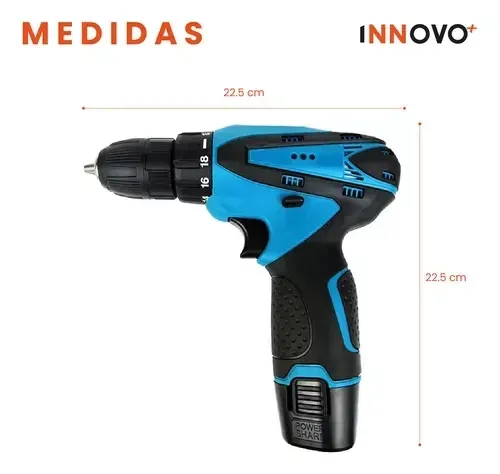 Taladro Con Estuche Inalambrico Doble Baterías 25 Accesorios Maletin Percutor Innovo Macrolar img #2