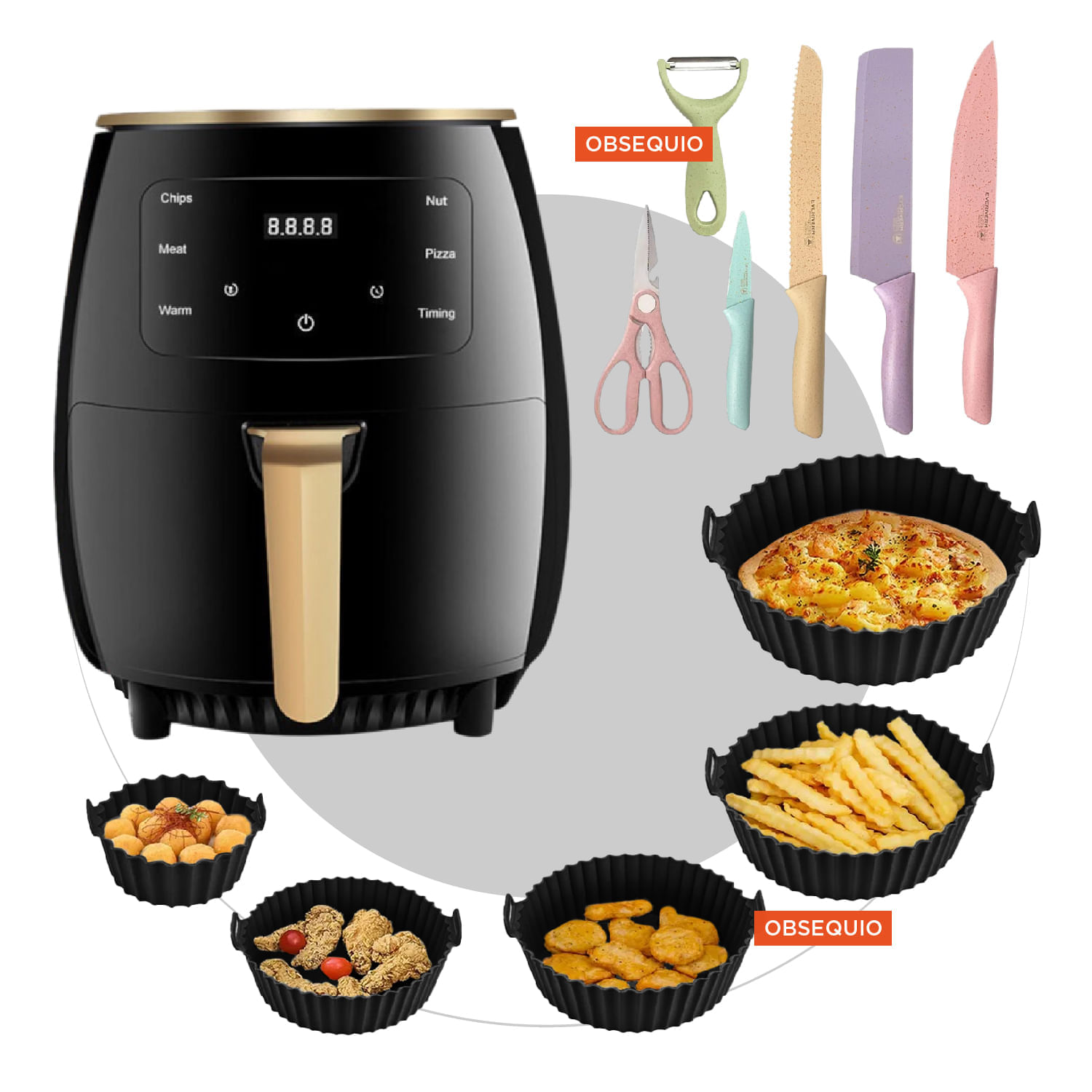Freidora de Aire 6L Innovo+ Airfryer con Moldes y Set de Cuchillos img #1