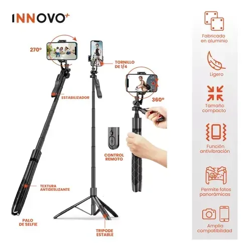 Palo Selfie Trípode Aluminio Extra Largo Profesional 160cm img #4