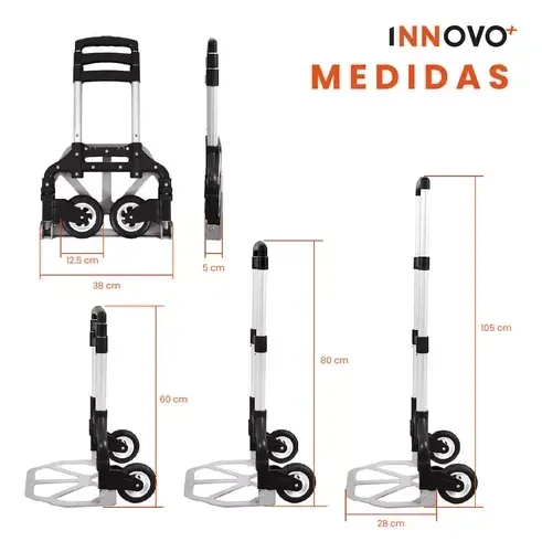 Carretilla Plegable Aluminio Resistente 165 Libras Con Lasó Innovo Rueda Goma img #4