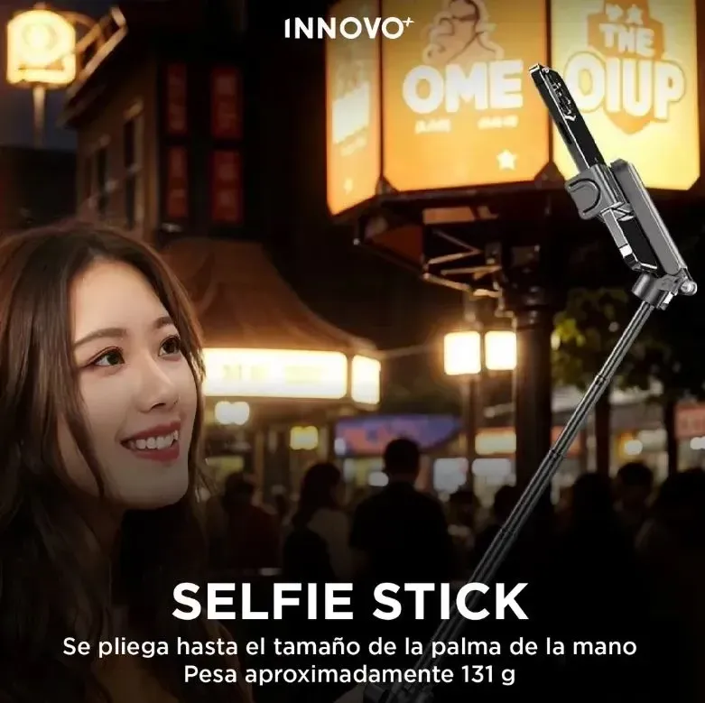 Selfie Stick Trípode Portátil Quadpod Mini Con Control Bluetooth 10m Negro Negro img #2