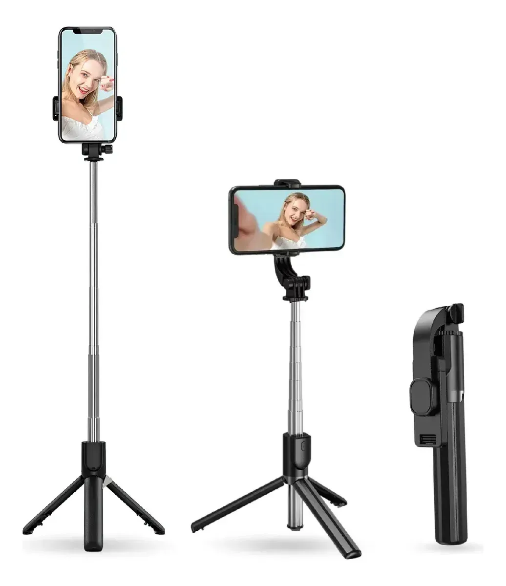 Palo Selfie Trípode H1s Con Luz Led Y Control Bluetooth Negro Negro img #1