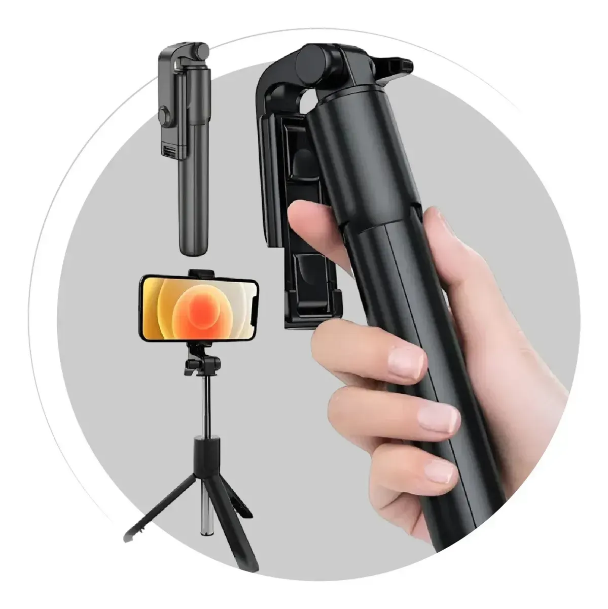 Palo Selfie Trípode H1s Con Luz Led Y Control Bluetooth Negro Negro img #8