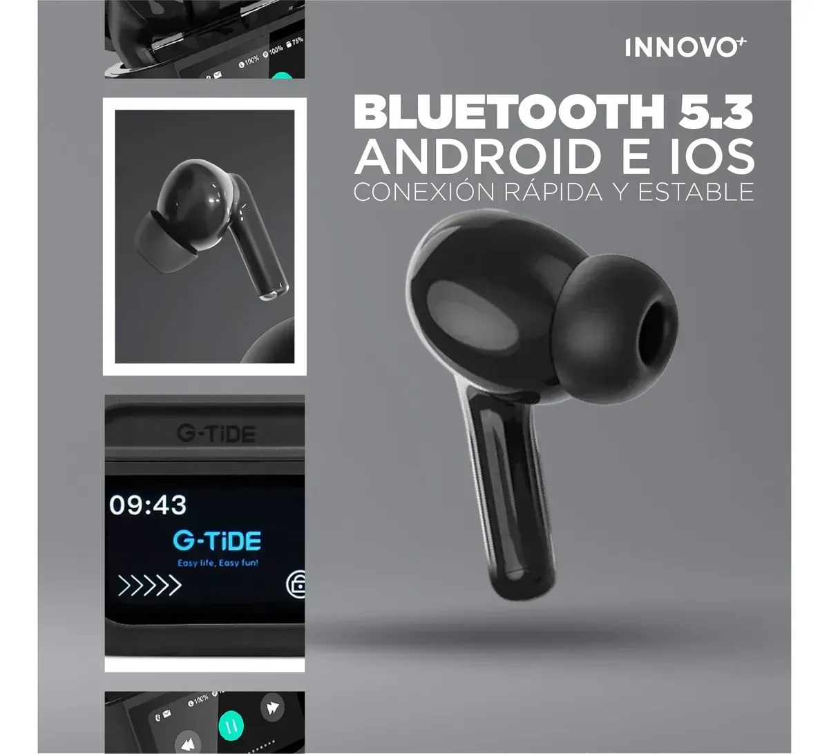 Audífonos G-tide Future Pod Cancelación De Ruido Activa Pantalla Táctil Negro Negro img #3