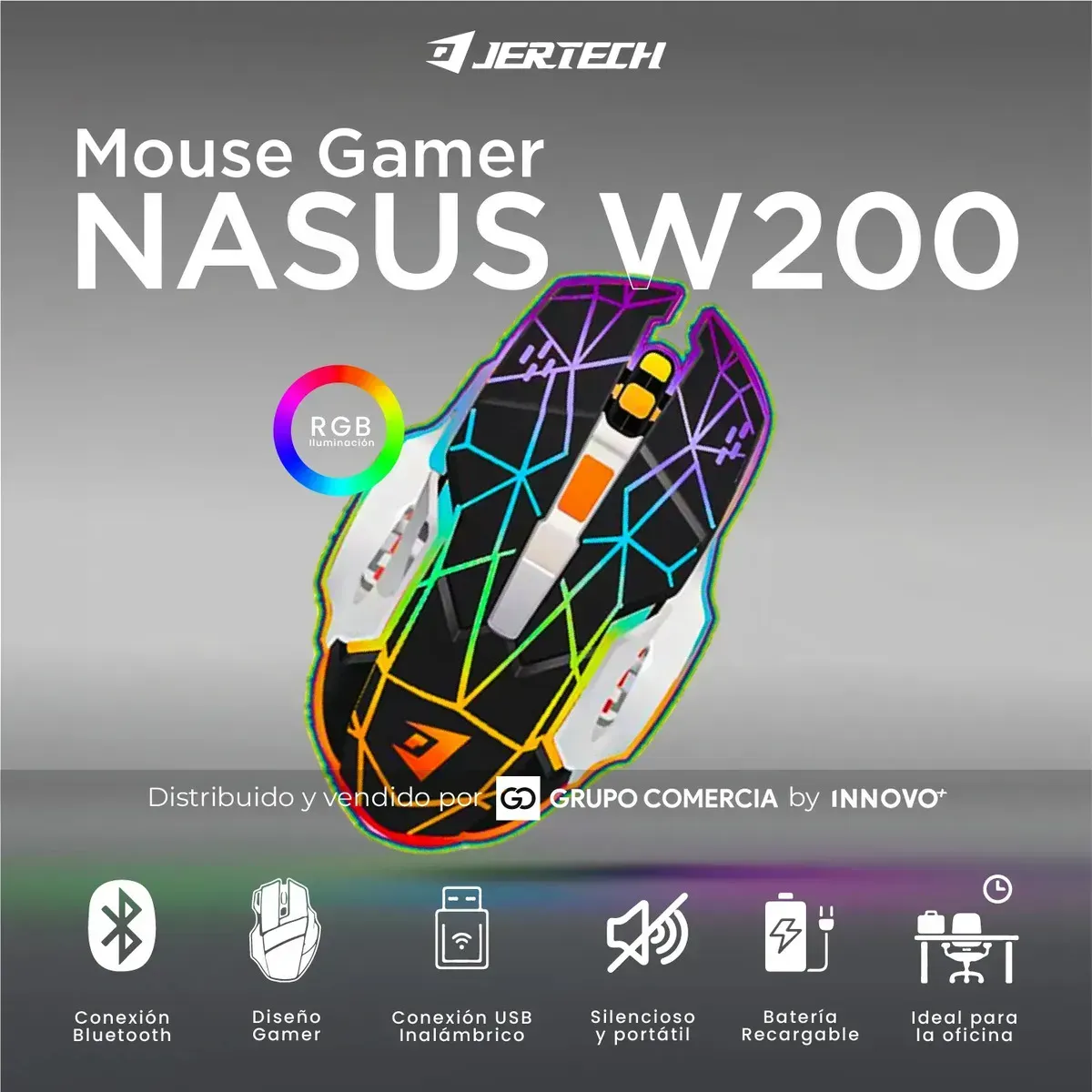 Mouse Gamer Inalámbrico Jertech Dual Bluetooth + 2.4g Silencioso Recargable img #3