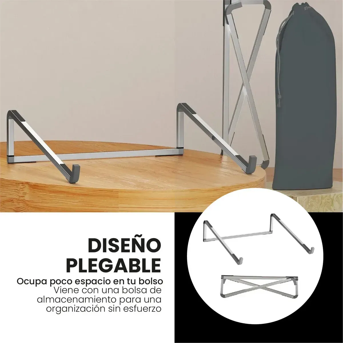 Soporte Base Para Portátil Ergonómico Aluminio Reforzado 20kg img #4