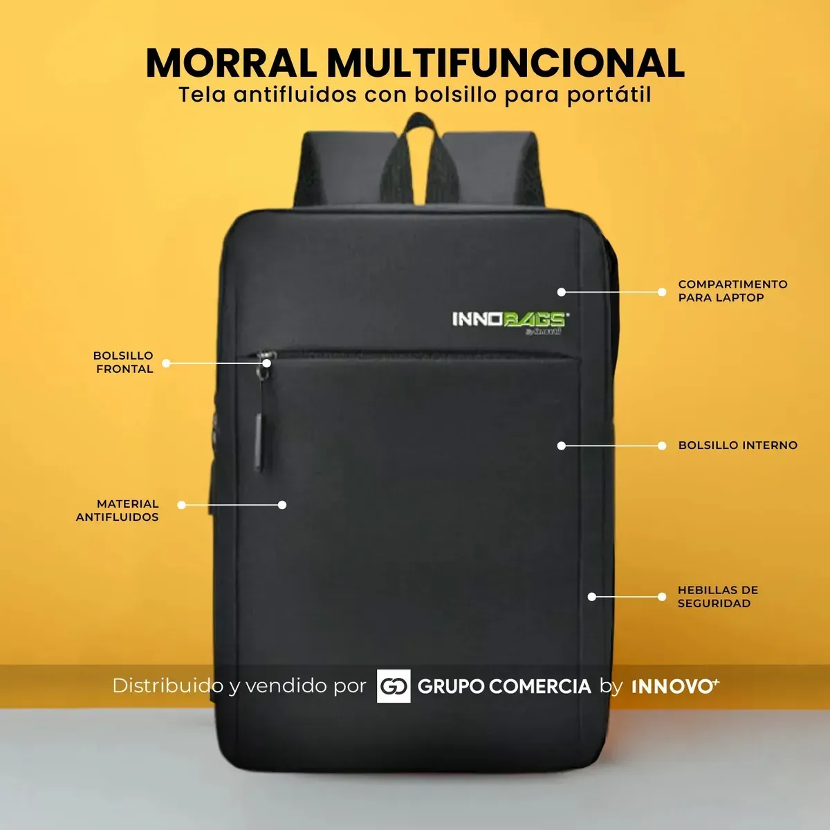 Morral Ejecutivo Slim Waterproof Bolso Porta Laptop Antirrobo Negro img #6