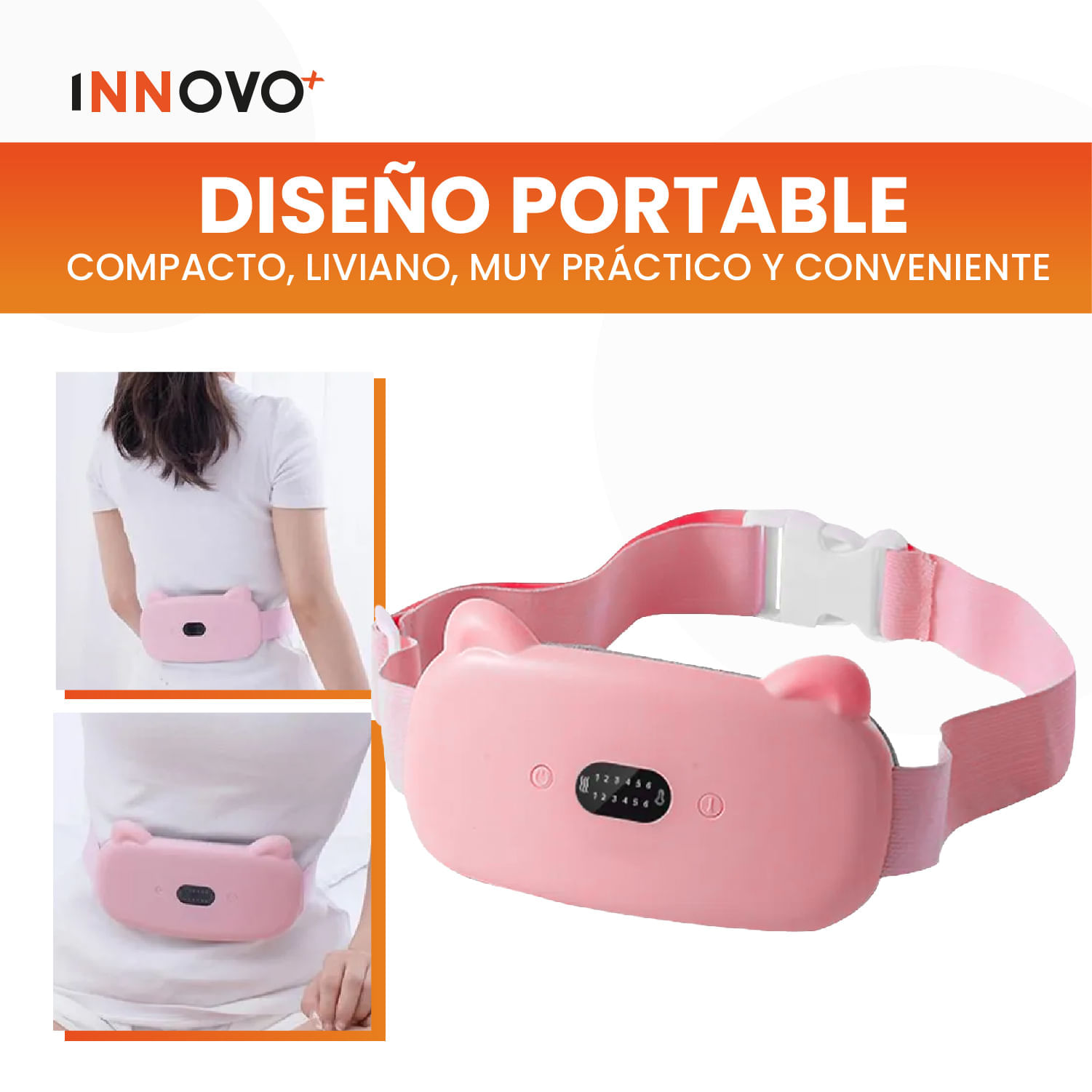 Combo Cinturón Masajeador Térmico Alivia Cólicos Y Medias Térmicas De Peluche Ovejeras img #4