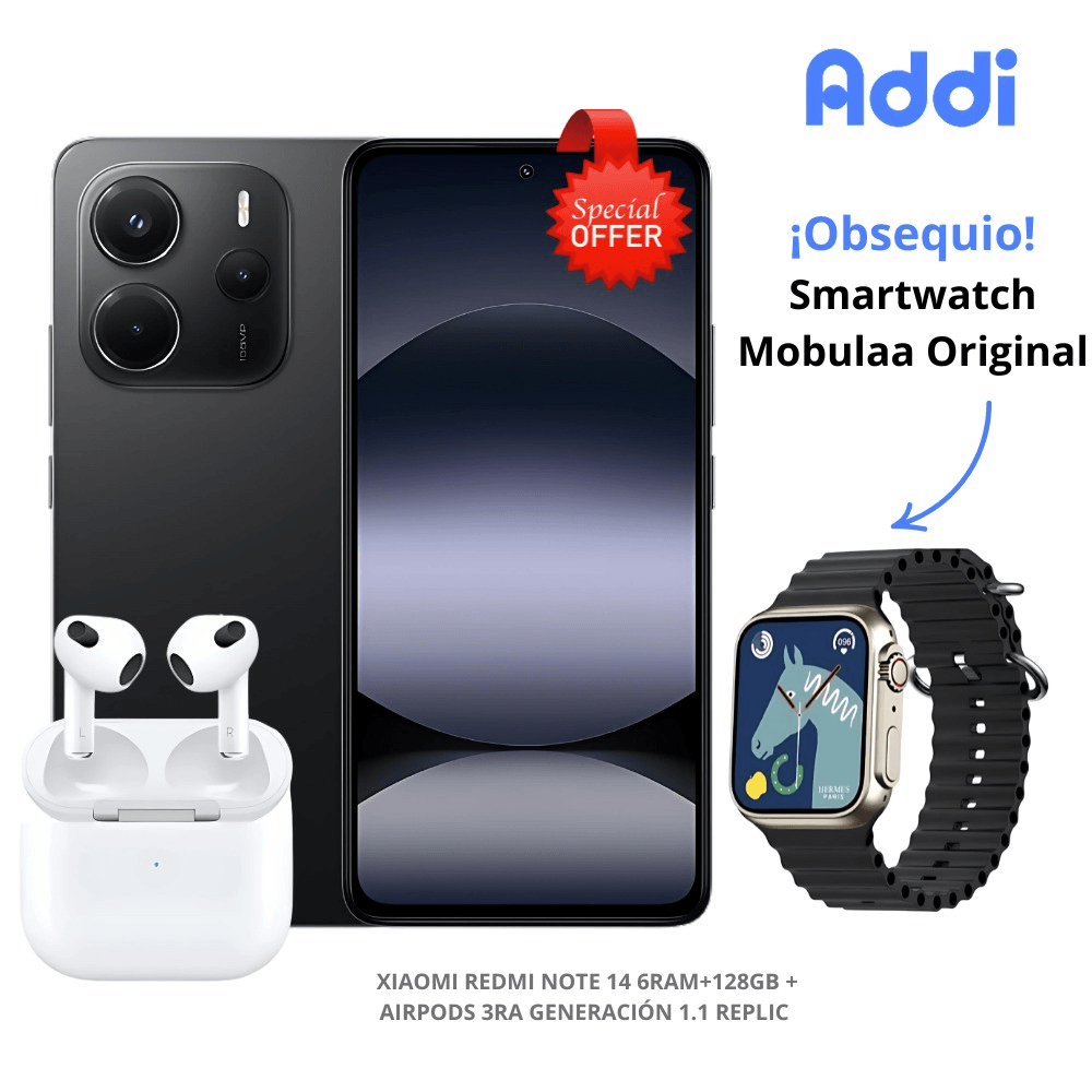 Celular Xiaomi Redmi Note 14 128GB 6RAM + Airpods 3ra Generación 1.1 + Obsequio img #1