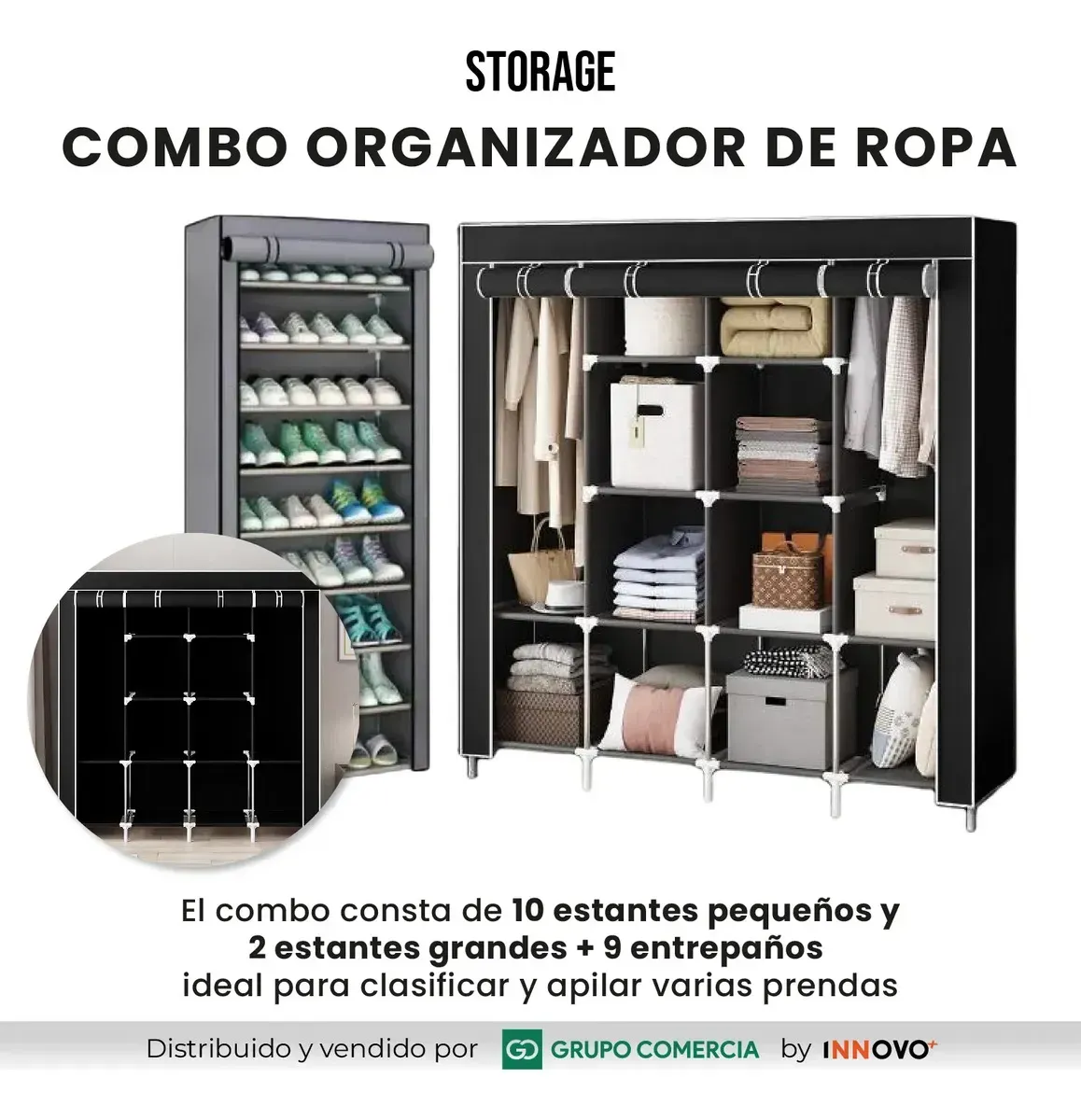Organizador De Ropa Armario Portátil Con Zapatero img #5