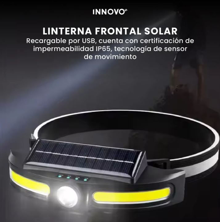 Linterna Frontal Solar Recargable Tipo C Impermeable Led Sensor img #2