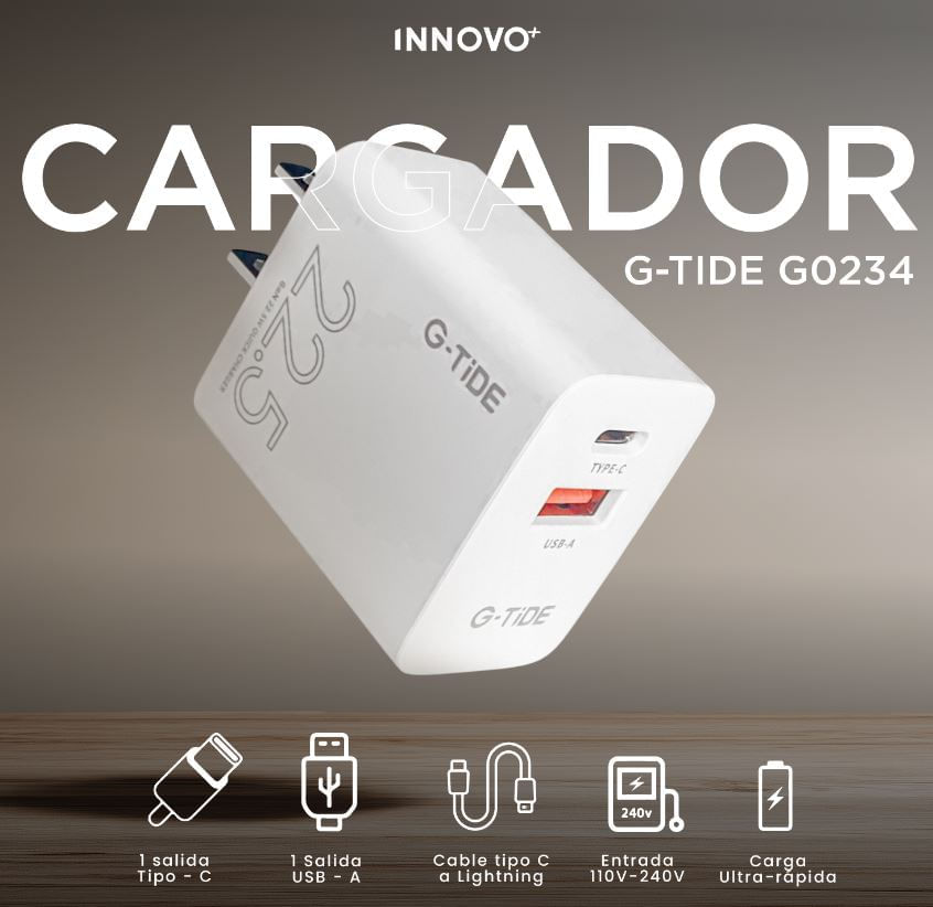 Cargador Rápido G-TIDE 22.5W Doble Puerto USB-C Compatible Iphone img #5