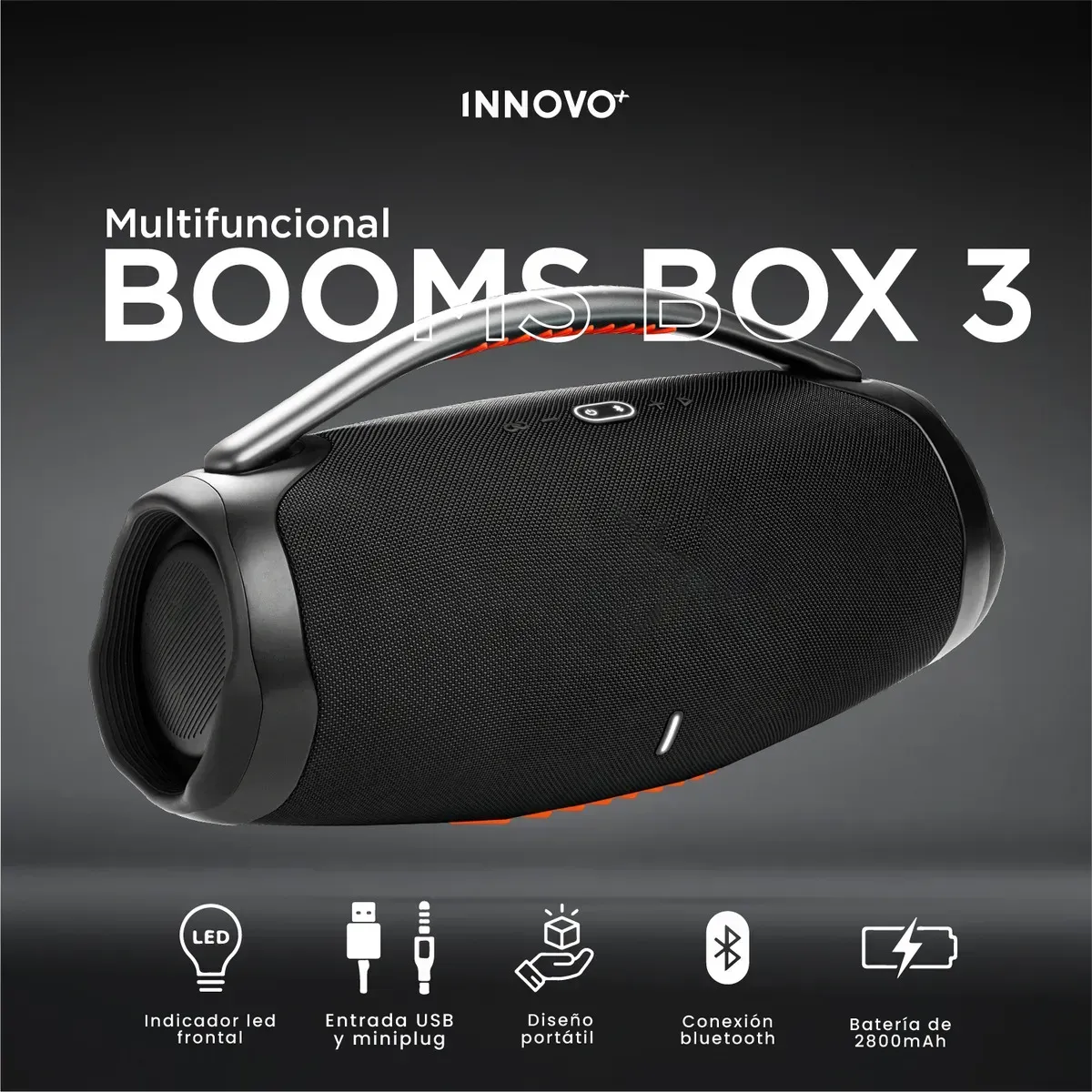 Parlante Bluetooth Booms Box 3 40w Portátil Negro img #1