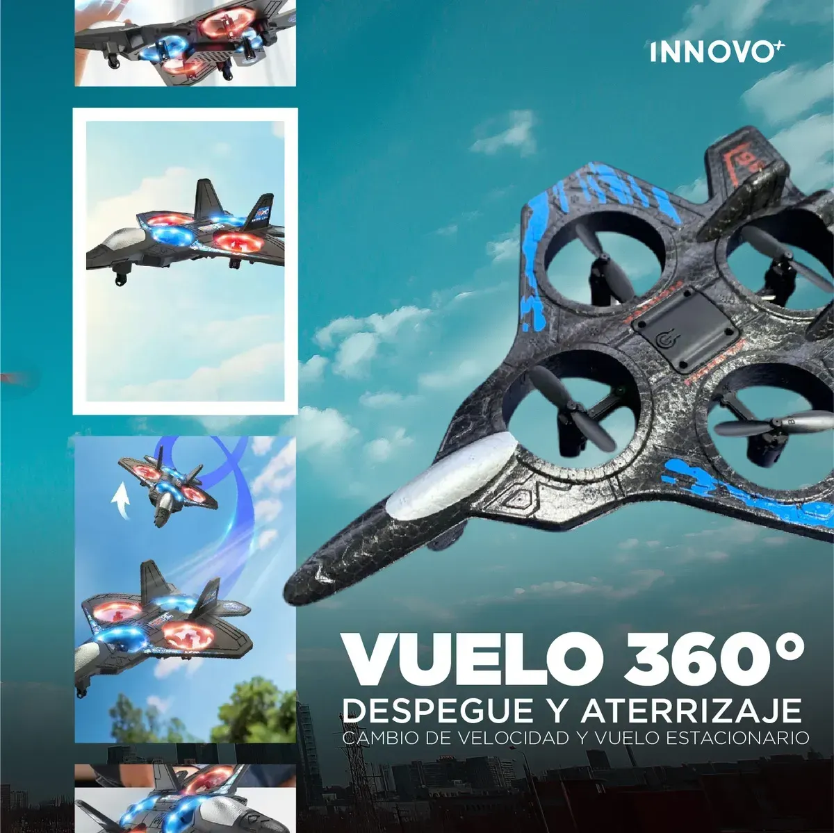 Mini Drone Combate 360° Con Control Remoto Luces Led Y Resistente A Golpes img #3