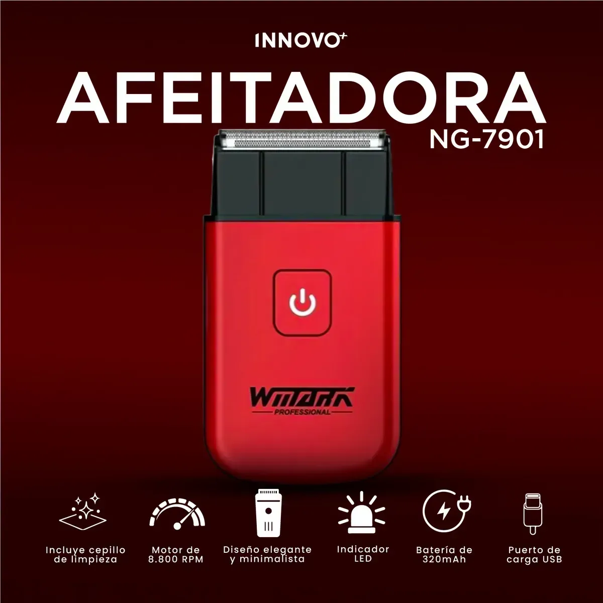 Afeitadora Shaver A Raz Profesional Wmark Ng-7901 Motor Rojo img #4