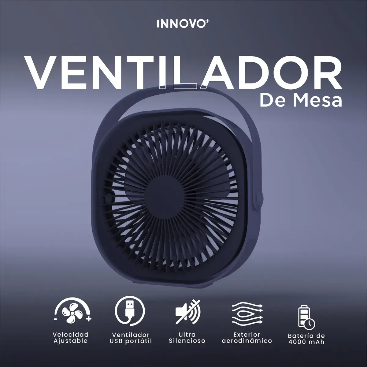 Ventilador De Mesa Portátil Recargable Usb 4000mah Silencioso G-tide Azul Azul img #2