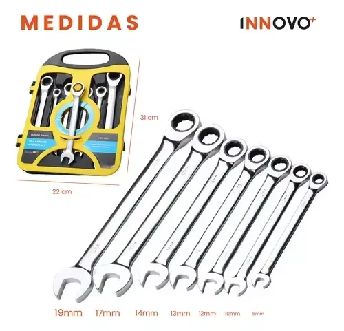 Juego De Llaves Mixtas Rachet Estuche 7 Pz Chrome Vanadium img #2